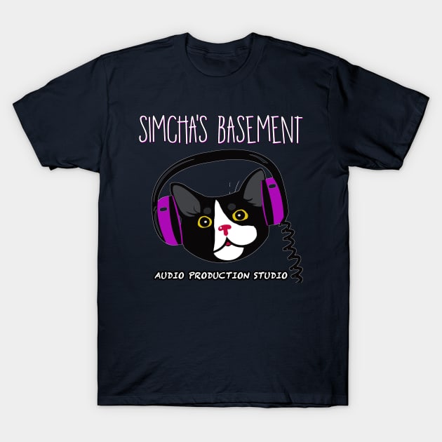 Simcha's Basement - Audio Production Studio (Outlined For Dark Colors) T-Shirt by polarmp3